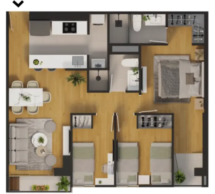 Plano tipología 2 – 69.34 m²