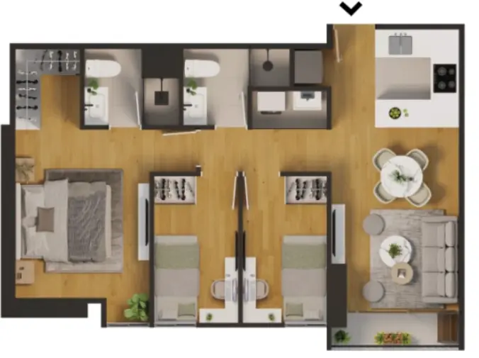 Plano tipología 4 – 61.17 m²