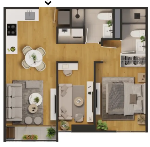 Plano tipología 5 – 48.61 m²
